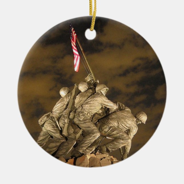 Ornamento De Cerâmica A segunda guerra mundial Iwo Jima Arlington (Frente)