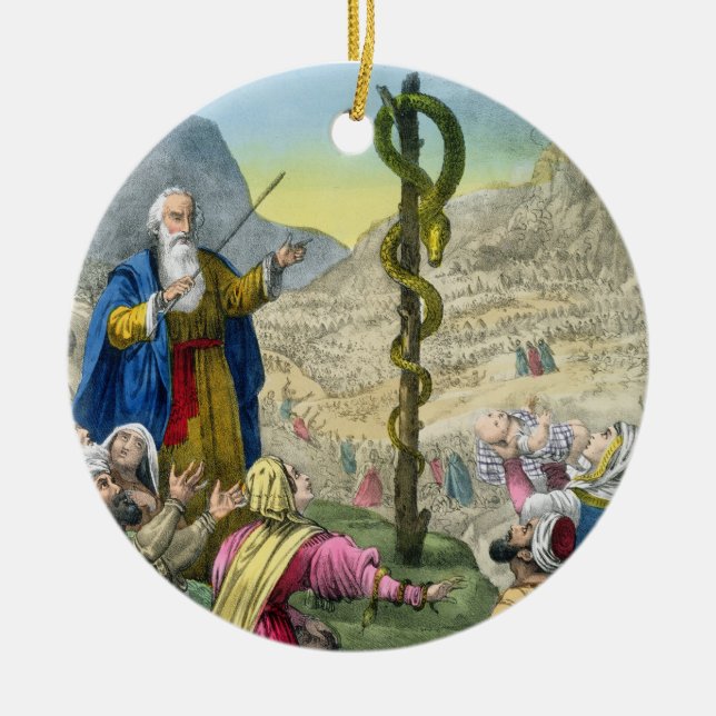 Ornamento De Cerâmica A serpente de bronze, de uma bíblia impressa por (Frente)