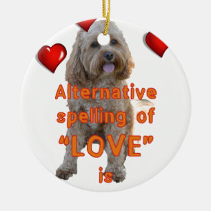 Ornamento De Cerâmica a soletração alternativa do AMOR é CAVOODLE