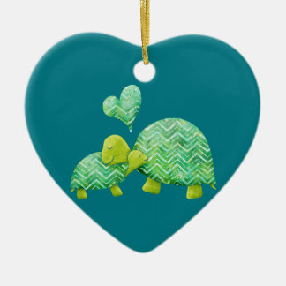 Ornamento De Cerâmica A tartaruga doce abraça a mamã e o bebê
