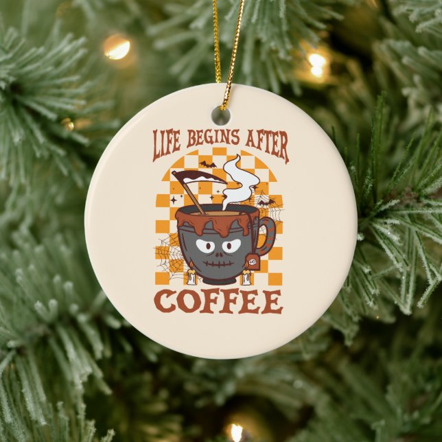 Ornamento De Cerâmica A Vida Começa Após O Café (Árvore)