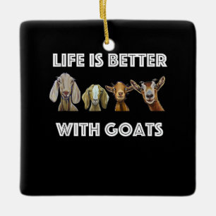 Ornamento De Cerâmica A Vida É Melhor Com Cabras, Pão, Presente De Cab