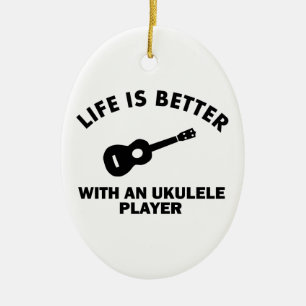 Ornamento De Cerâmica A vida é melhor com jogadores do ukulele