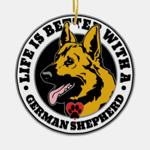 Ornamento De Cerâmica A Vida É Melhor Com Um German shepherd