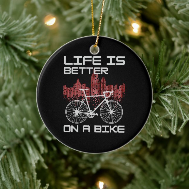 Ornamento De Cerâmica A vida é melhor de bicicleta (Árvore)