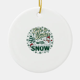 Ornamento De Cerâmica A Vida É Melhor Neve Natal Boneco De Neve Árvores
