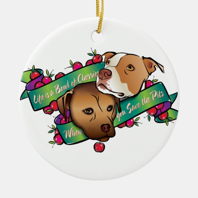 Ornamento De Cerâmica A vida é uma bacia de cerejas… (Frente)