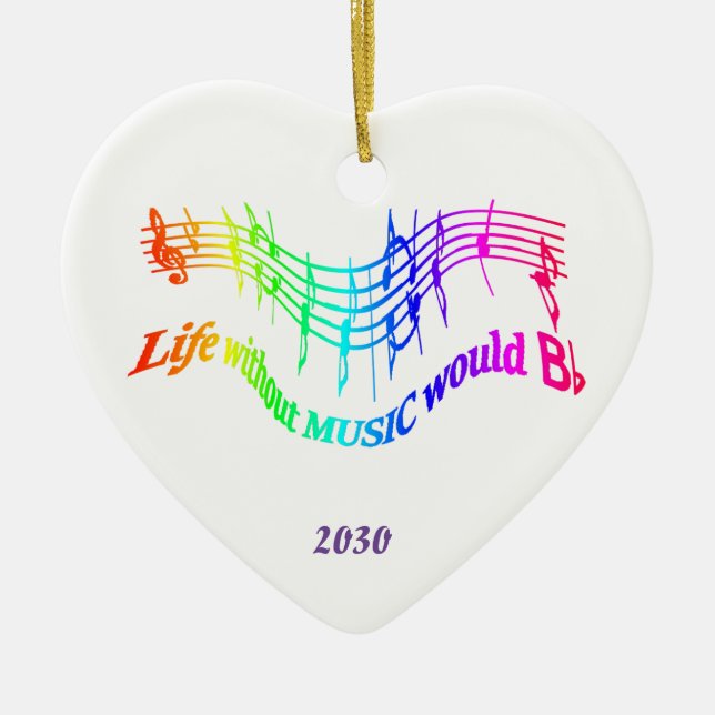 Ornamento De Cerâmica A vida sem música seria personalizada com uma cita (Frente)
