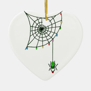 Ornamento De Cerâmica A Web de aranha do Natal ilumina o feriado do