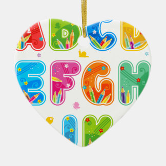 Ornamento De Cerâmica ABC decorado ajustado, A-L das letras