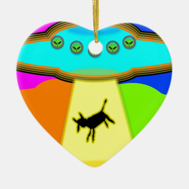 Ornamento De Cerâmica Abdução de alienígenas (Frente)