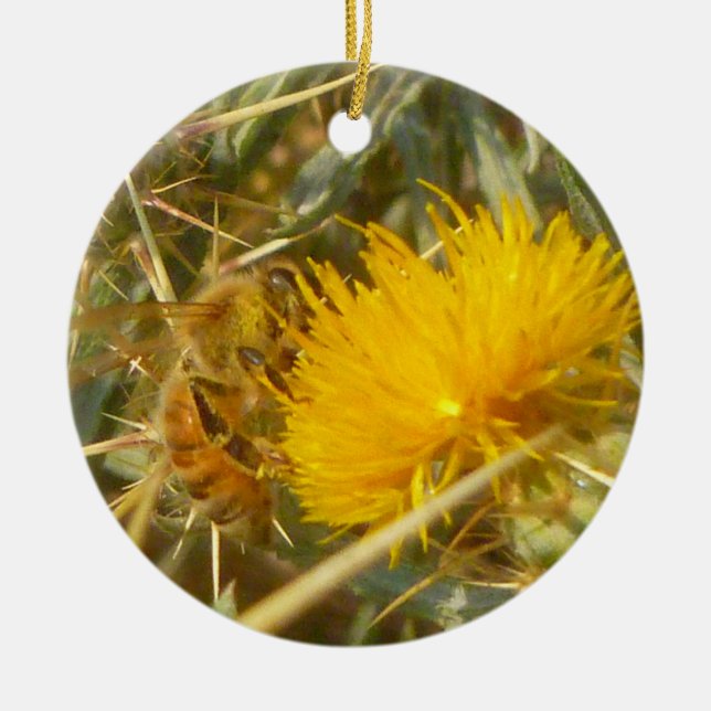 Ornamento De Cerâmica Abelhas e Estrelas (Centaurea solstitialis) (Frente)