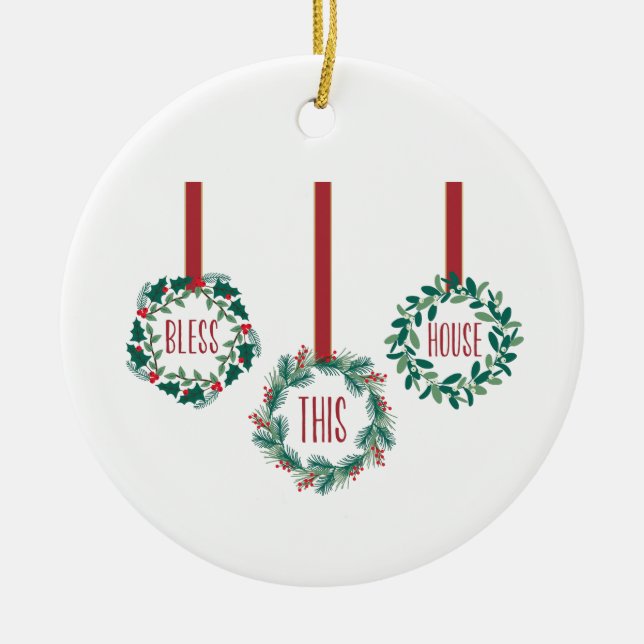 Ornamento De Cerâmica Abençoe Esta Assembleia (Frente)