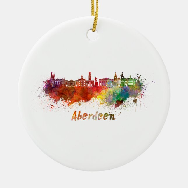 Ornamento De Cerâmica Aberdeen skyline in watercolor (Frente)