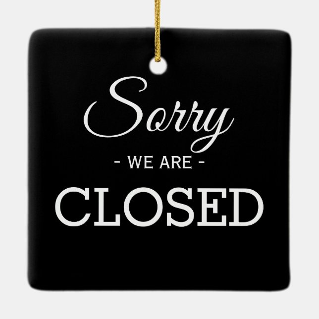 Ornamento De Cerâmica Aberta/Fechada loja branca e dupla face (Verso)