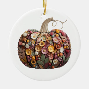 Ornamento De Cerâmica Abóbora de Arte Floral Outono Boho Ação de Graças