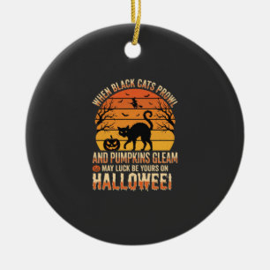 Ornamento De Cerâmica Abóbora de Gato Preto Desenho Vetorial de Hallowee