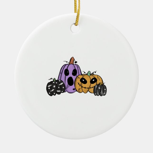 Ornamento De Cerâmica Abóbora de Halloween (Frente)