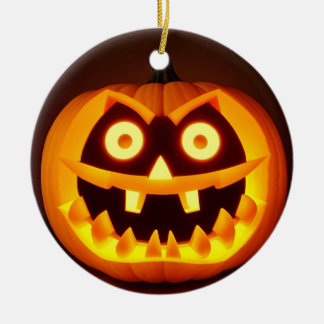 Ornamento De Cerâmica Abóbora de Halloween esculpida