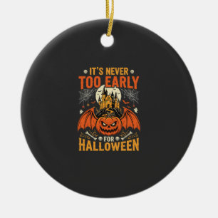 Ornamento De Cerâmica Abóbora de Halloween Nunca Muito Cedo Castelo Gráf