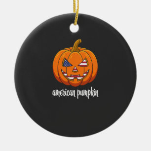 Ornamento De Cerâmica Abóbora Patriótica Americana Halloween Jack O Lant