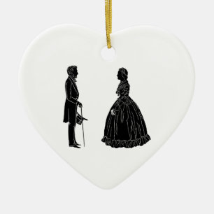 Ornamento De Cerâmica abraham lincoln mary todd lincoln silhueta baile
