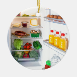Ornamento De Cerâmica Abrir o frigorífico cheio de comida