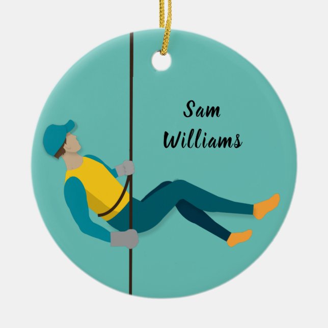 Ornamento De Cerâmica Abseiling (Frente)