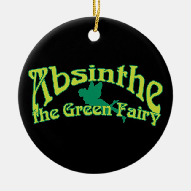 Ornamento De Cerâmica Absinho Texto Fada Verde (Frente)