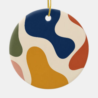 Ornamento De Cerâmica Abstract Boho Mid Century Modern Art Ornament
