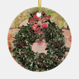 Ornamento De Cerâmica Abstract Christmas Wreath Ornament