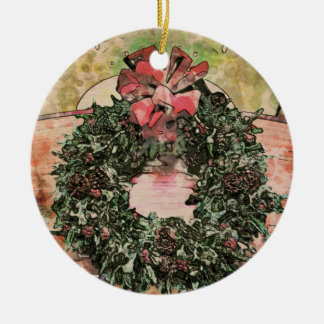 Ornamento De Cerâmica Abstract Christmas Wreath Ornament
