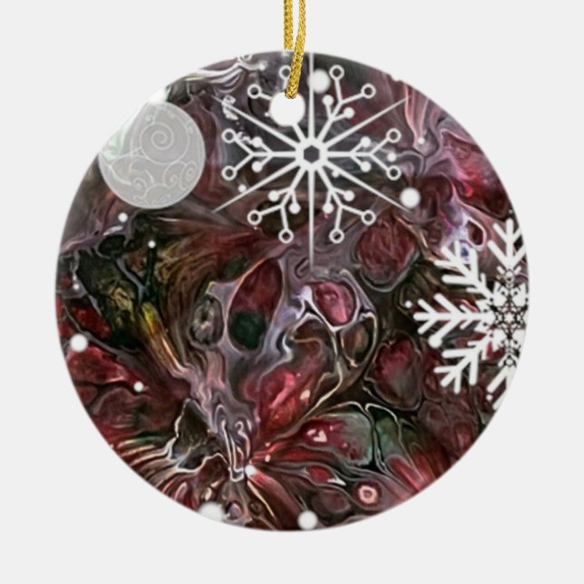 Ornamento De Cerâmica Abstract Snowflake Holiday Ornament (Frente)