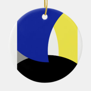Ornamento De Cerâmica Abstrato Art Azul Amarelo