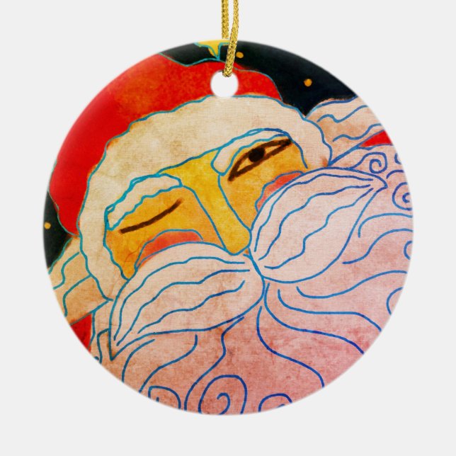 Ornamento De Cerâmica Abstrato Art Santa Claus (Frente)