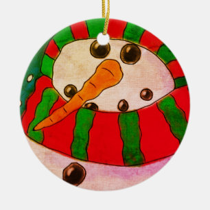 Ornamento De Cerâmica Abstrato Art Snowman
