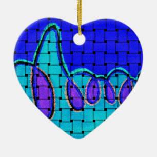 Ornamento De Cerâmica Abstrato azul francês com textura tecida