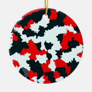 Ornamento De Cerâmica Abstrato branco e preto vermelho