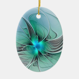 Ornamento De Cerâmica Abstrato com Arte Fractal Azul, Moderna