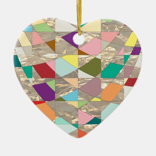 Ornamento De Cerâmica Abstrato Cores Douradas (Frente)