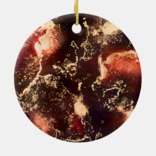 Ornamento De Cerâmica Abstrato de Álcool Dourado Preto Vermelho