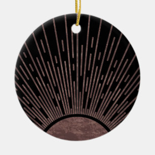 Ornamento De Cerâmica Abstrato de Fase Lua Conjunto Sol E Raios Solares,