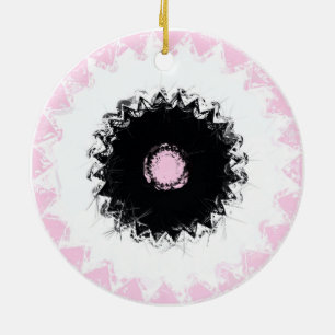 Ornamento De Cerâmica Abstrato de giz preto, branco e rosa