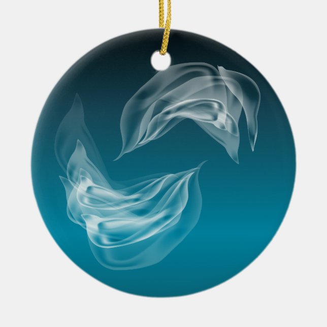 Ornamento De Cerâmica Abstrato Dolphins no Play (Frente)