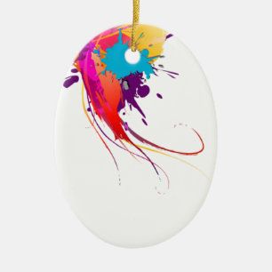Ornamento De Cerâmica Abstrato Exotic Butterfly Paint Splatters