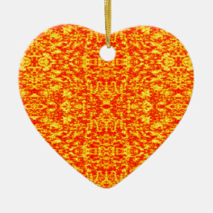 Ornamento De Cerâmica Abstrato Fractal Em Vermelho E Laranja
