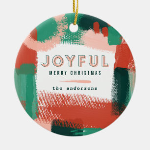 Ornamento De Cerâmica Abstrato gráfico moderno vermelho, rosa + verde al