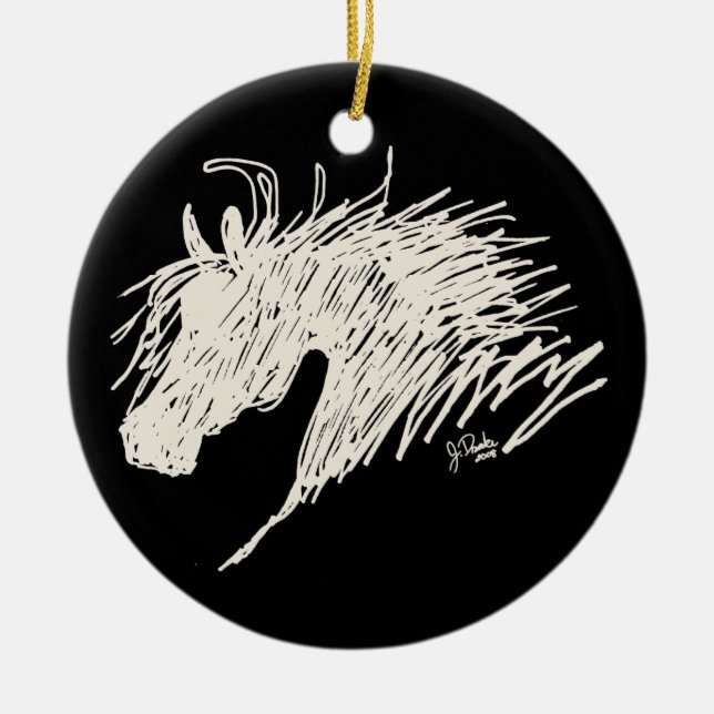 Ornamento De Cerâmica Abstrato Horse (Frente)