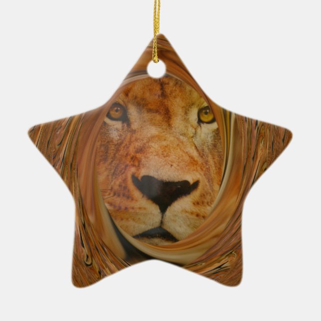 Ornamento De Cerâmica Abstrato Lion Safari Art Impressão (Frente)