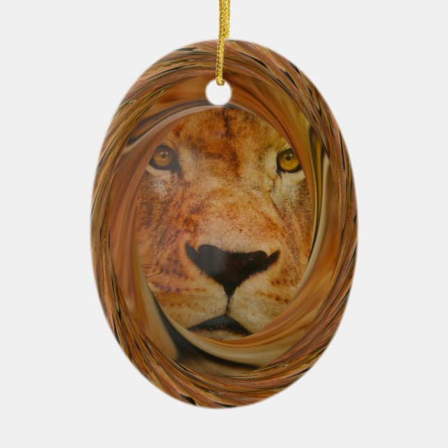 Ornamento De Cerâmica Abstrato Lion Safari Art Impressão (Frente)
